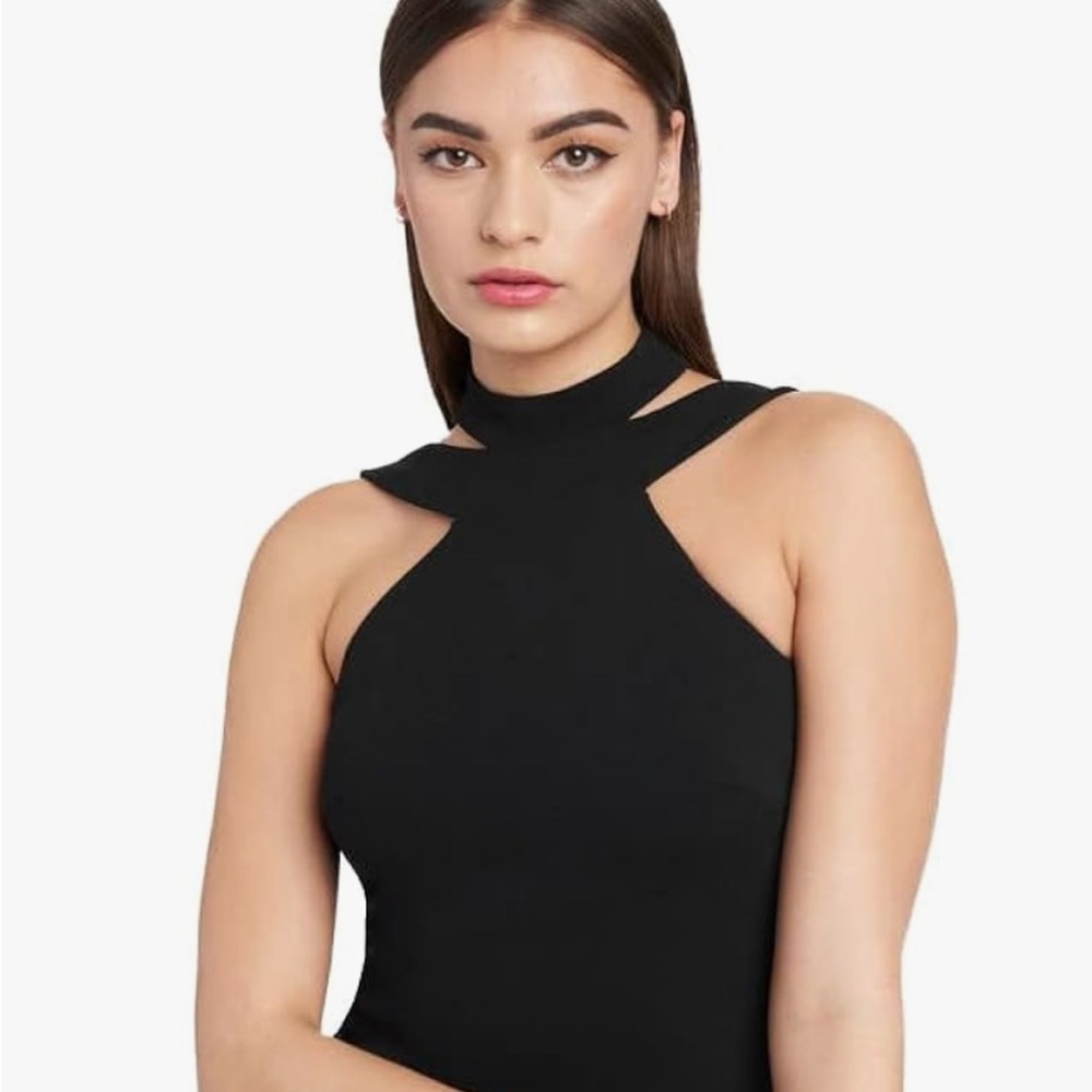 Bebe NWT Black Bodycon High Neck Dress
